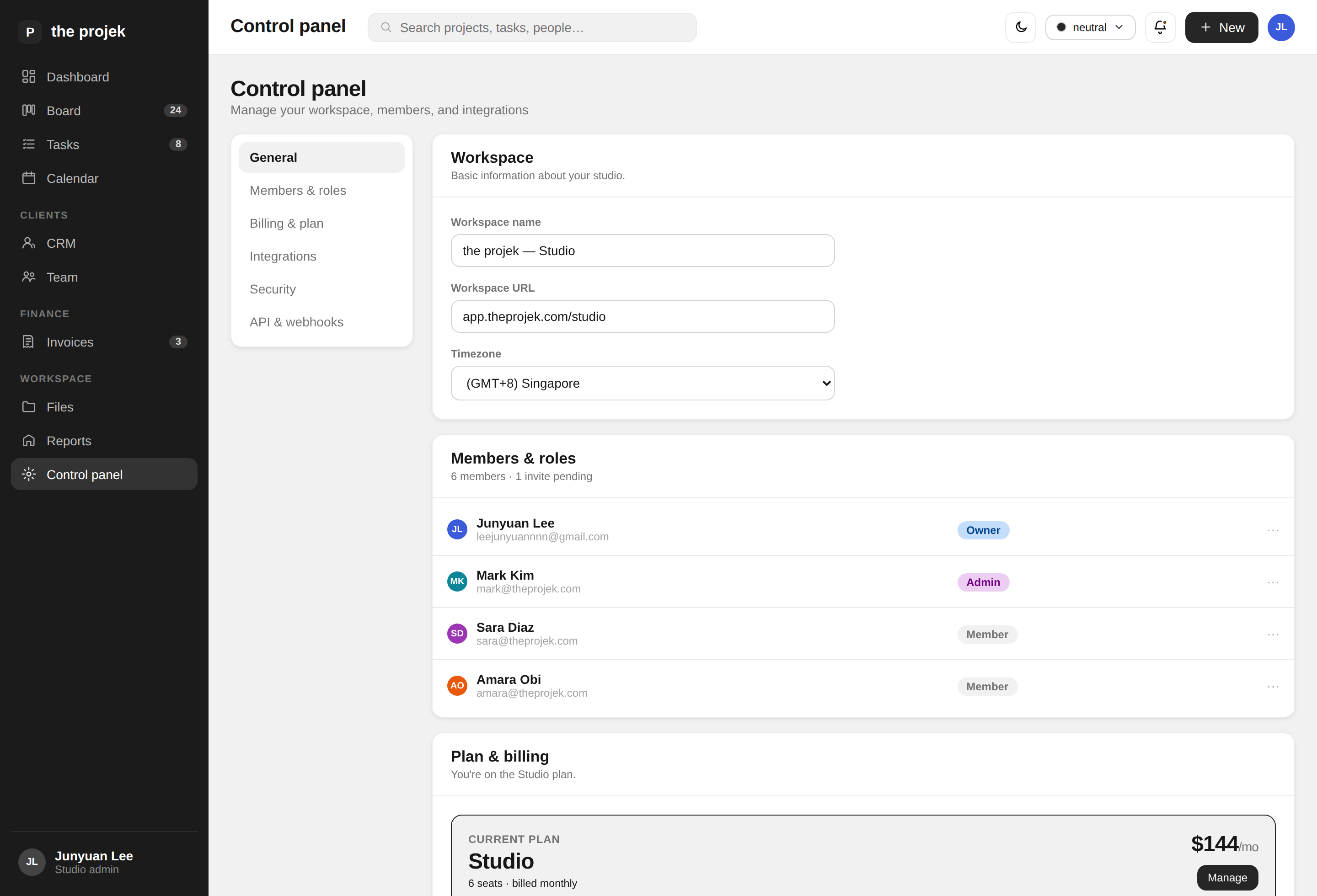 Control panel preview