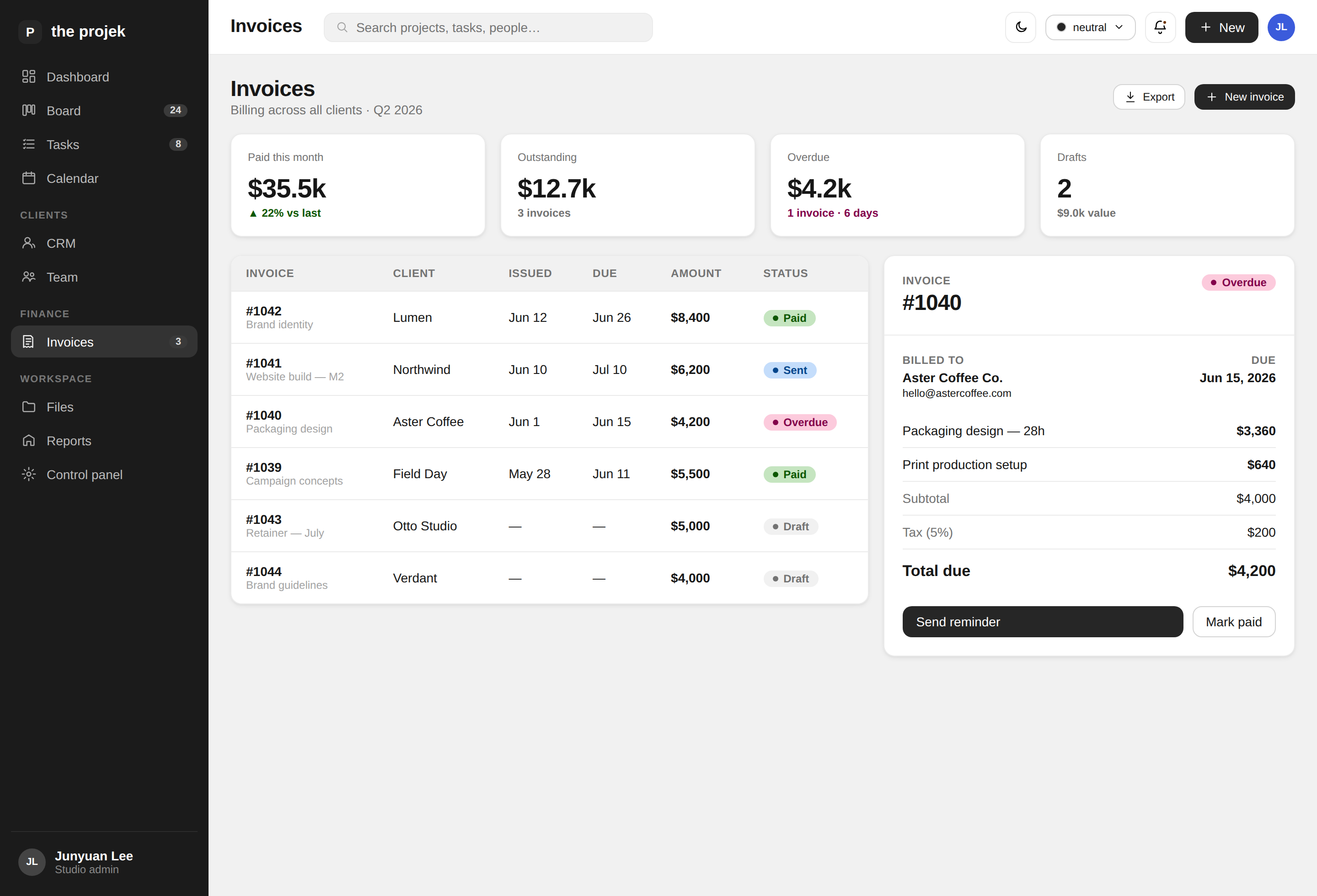 Invoices preview