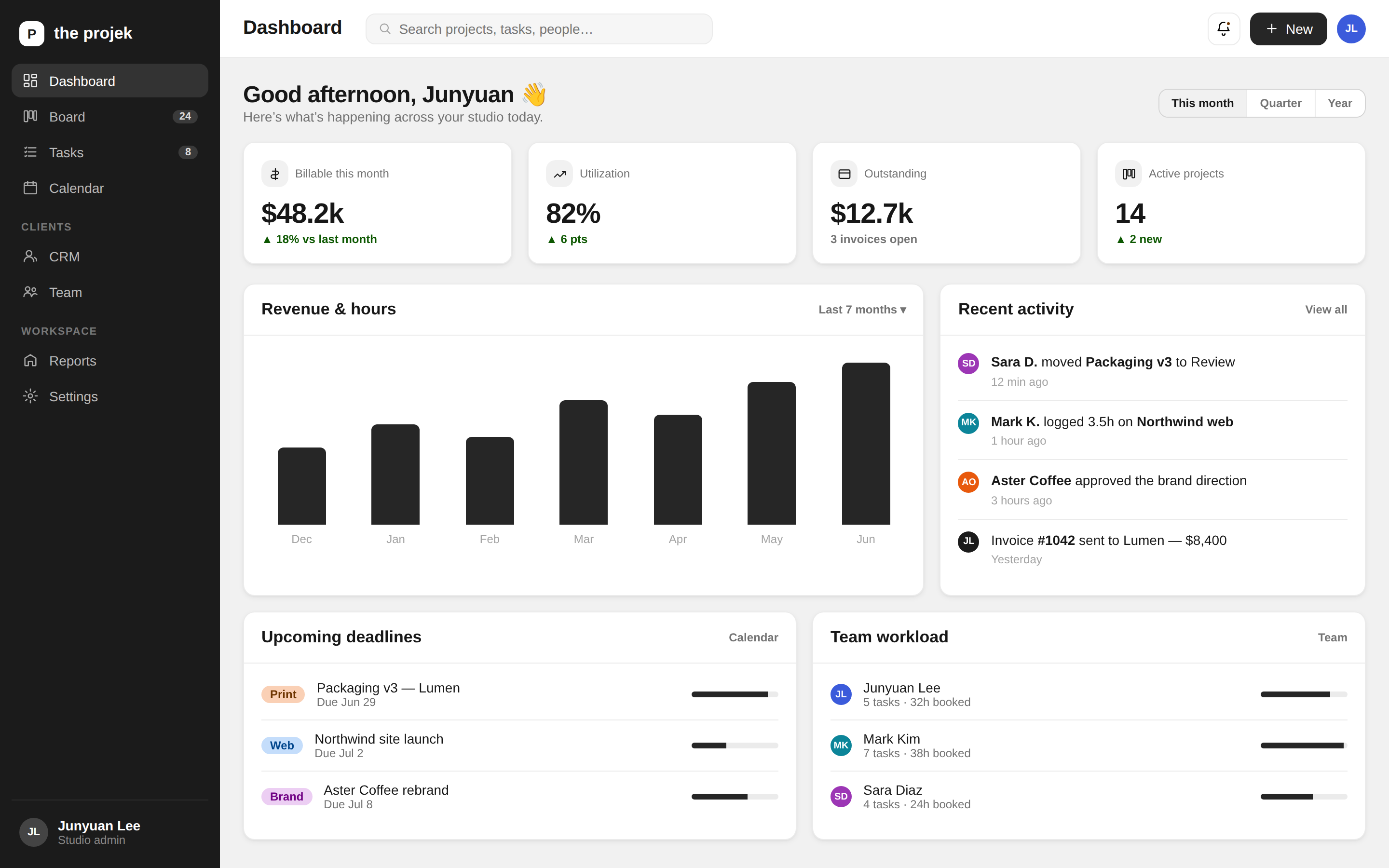 Studio OS dashboard preview